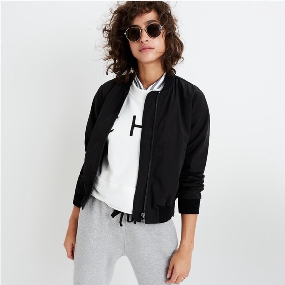 Madewell Jackets & Blazers - Madewell Side Zip Black Bomber Jacket